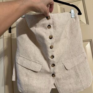 Heartloom Cream linen strapless top